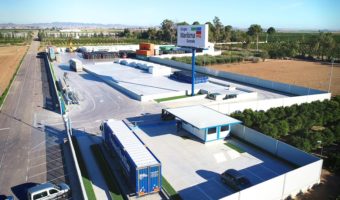 Shipping container depot and open air storage of goods in Campo de Cartagena, Murcia, Spain