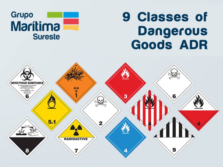 9 Classes of Dangerous Goods ADR for road transport