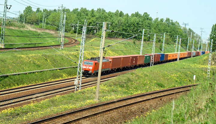 Rail freight transport by land