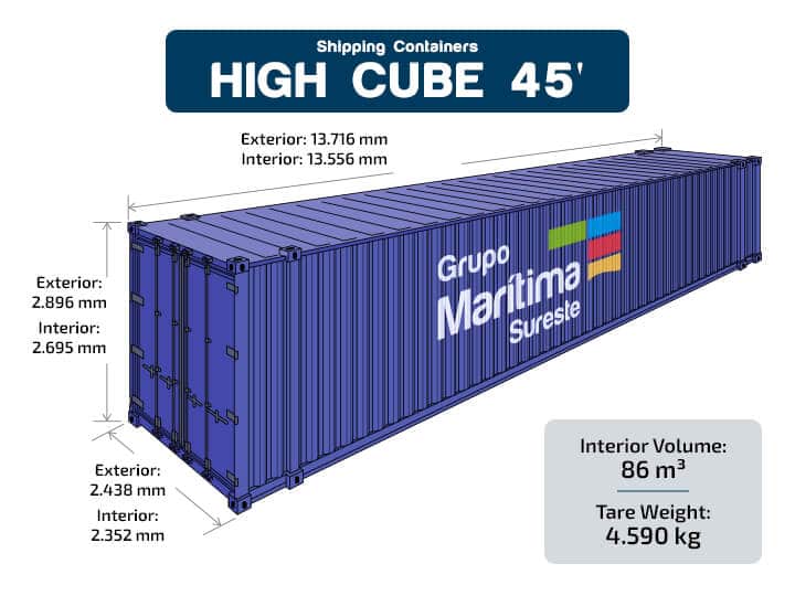 Contenedor marítimo - High Cube 45 pies